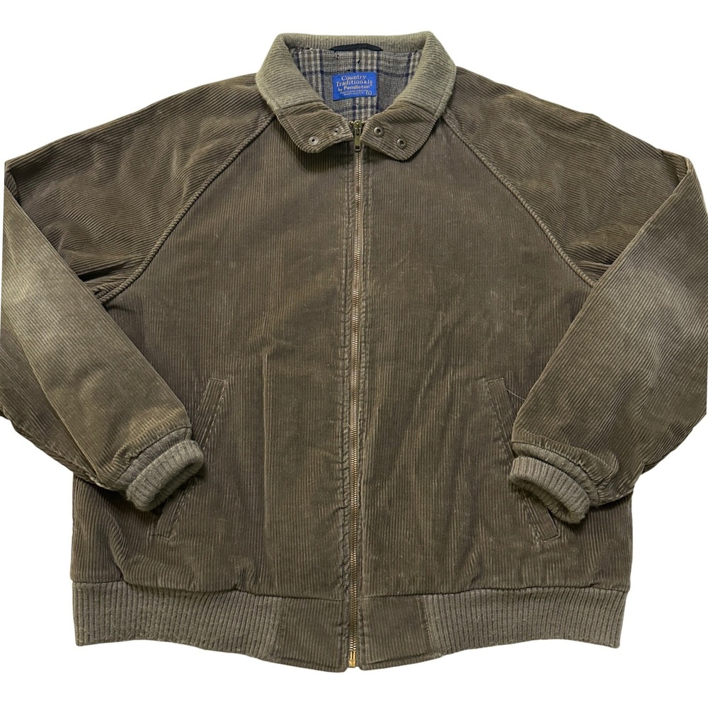 VTG Pendleton Country Traditionals Corduroy Bomber Jacket L Brown Harrington USA
